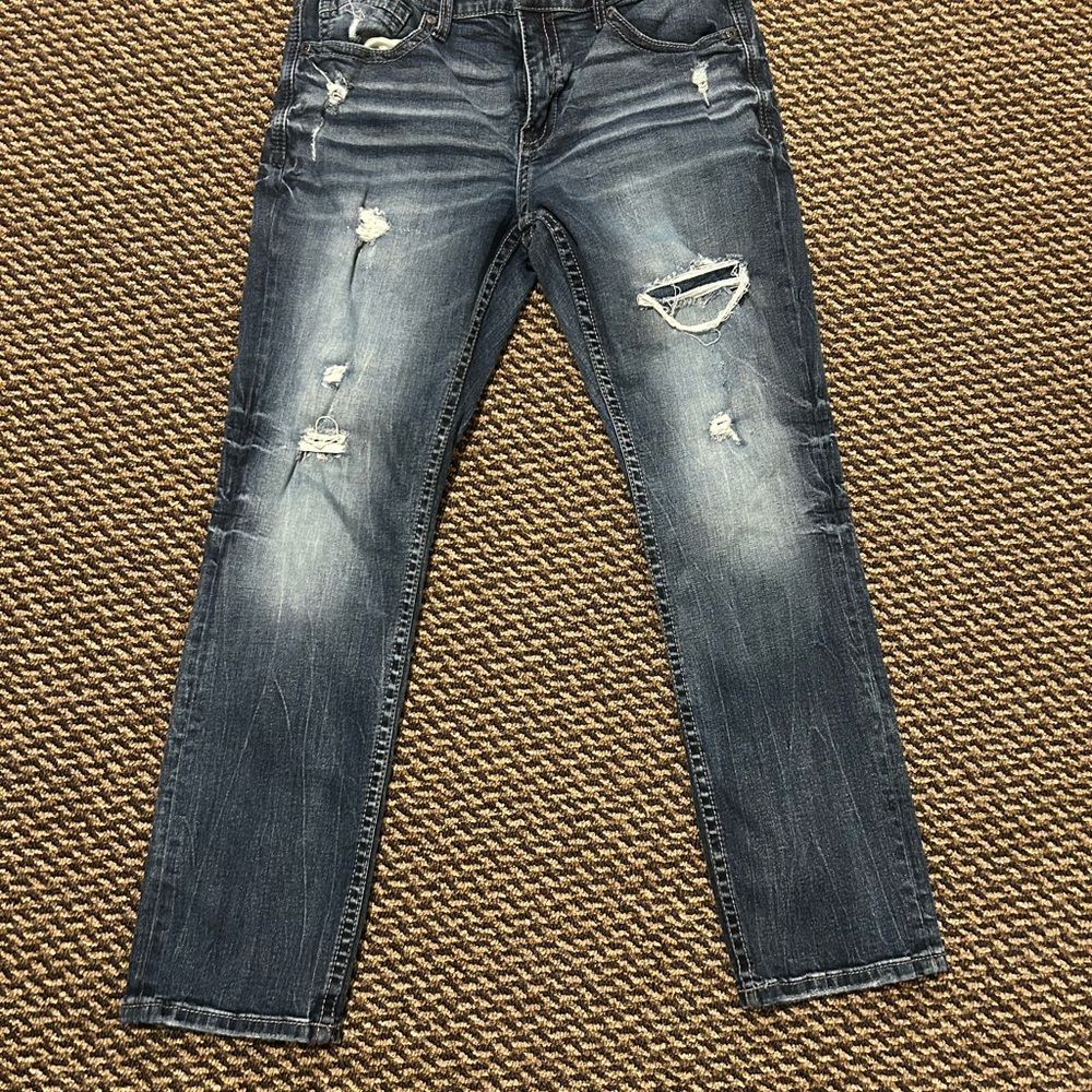 BKE Blue Slim Distressed Jeans